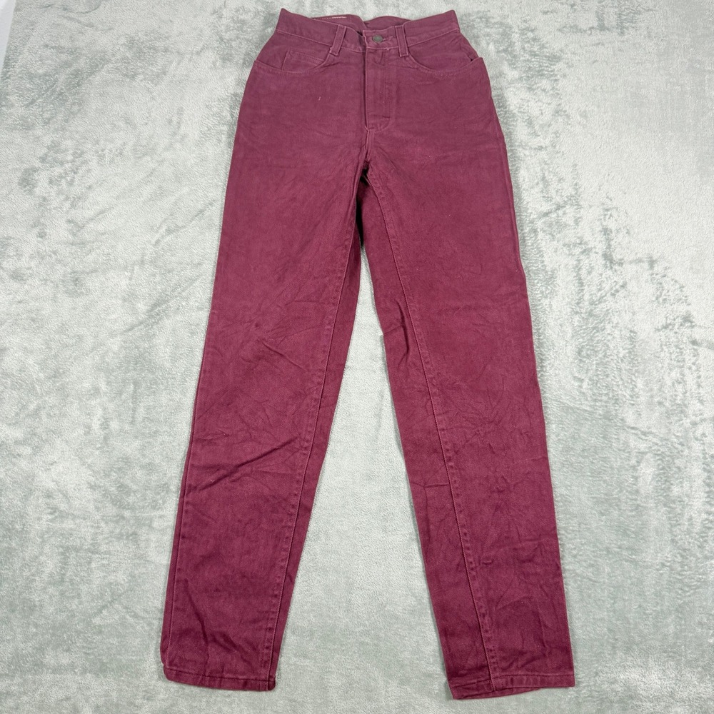 Vintage Lee Womens 5 Medium Jeans Port Wine Burgundy High Rise Tapered Leg USA